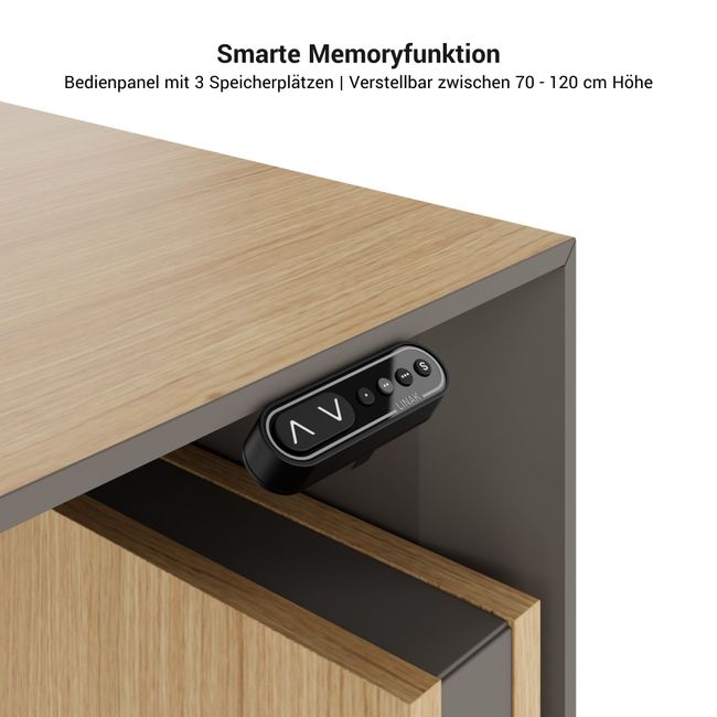MOTION 2-Motoren-Schreibtisch mit Sideboard | Elektrisch höhenverstellbar, 2000 x 1800 mm, Esche Schwarz Furnier