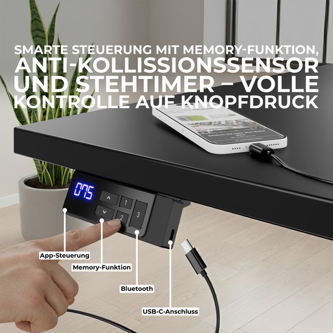 TELDRA Office Motortisch-Gestell | 1050 - 1700 mm, elektrisch höhenverstellbar