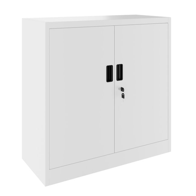 COREX Flügeltürenschrank | 2OH, 900 x 900 mm, Stahlkorpus, Weiß