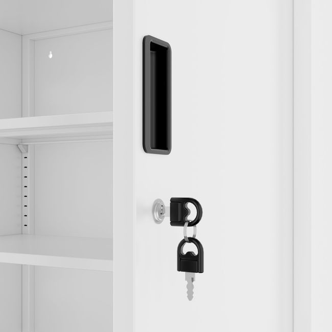 COREX Flügeltürenschrank | 2OH, 900 x 900 mm, Stahlkorpus, Weiß