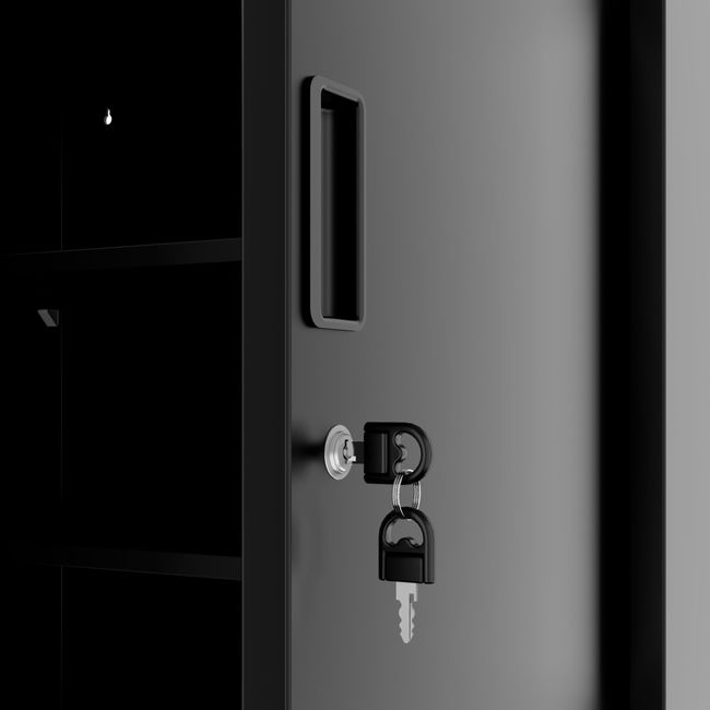 COREX Flügeltürenschrank | 2OH, 900 x 900 mm, Stahlkorpus, Schwarz