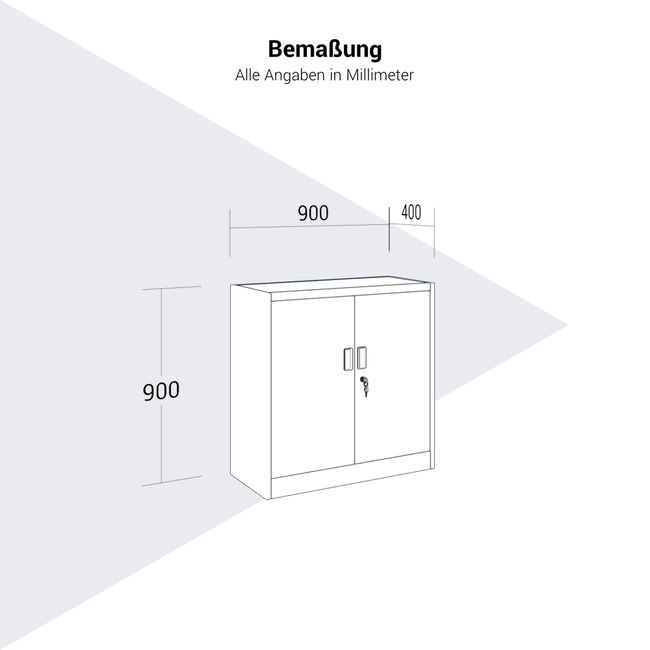 COREX Flügeltürenschrank | 2OH, 900 x 900 mm, Stahlkorpus, Schwarz