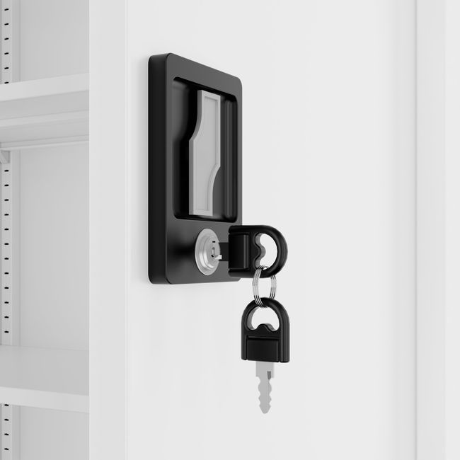 COREX Flügeltürenschrank | 5OH, 900 x 1850 mm, Stahlkorpus, Weiß