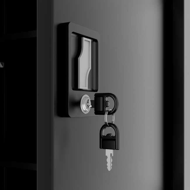 COREX Flügeltürenschrank | 5OH, 900 x 1850 mm, Stahlkorpus, Schwarz