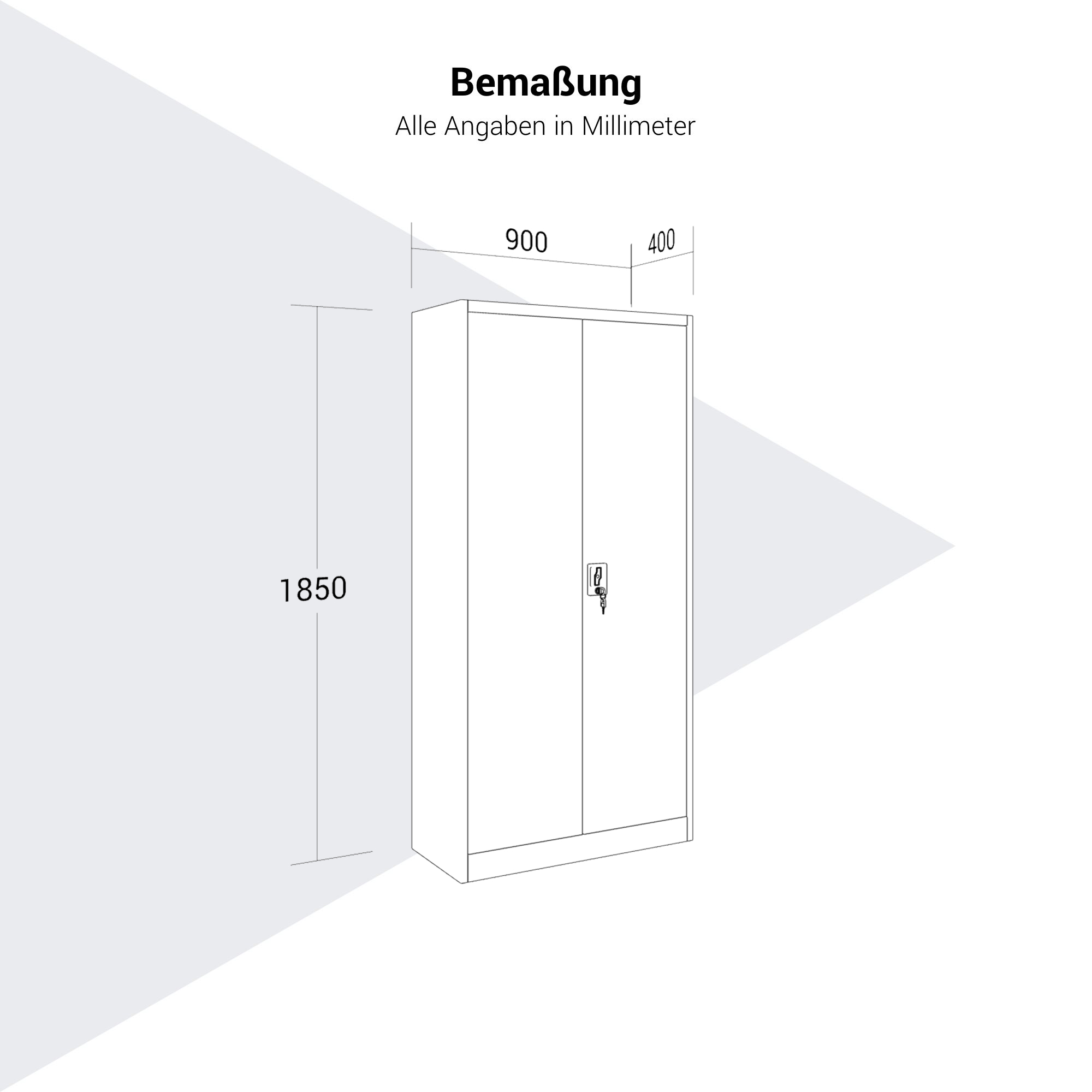 Corex wing door cabinet | 5OH, 900 x 1850 mm, steel body, light gray - 7 Main Image