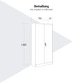 Corex wing door cabinet | 5OH, 900 x 1850 mm, steel body, light gray - 7 Thumbnail Image