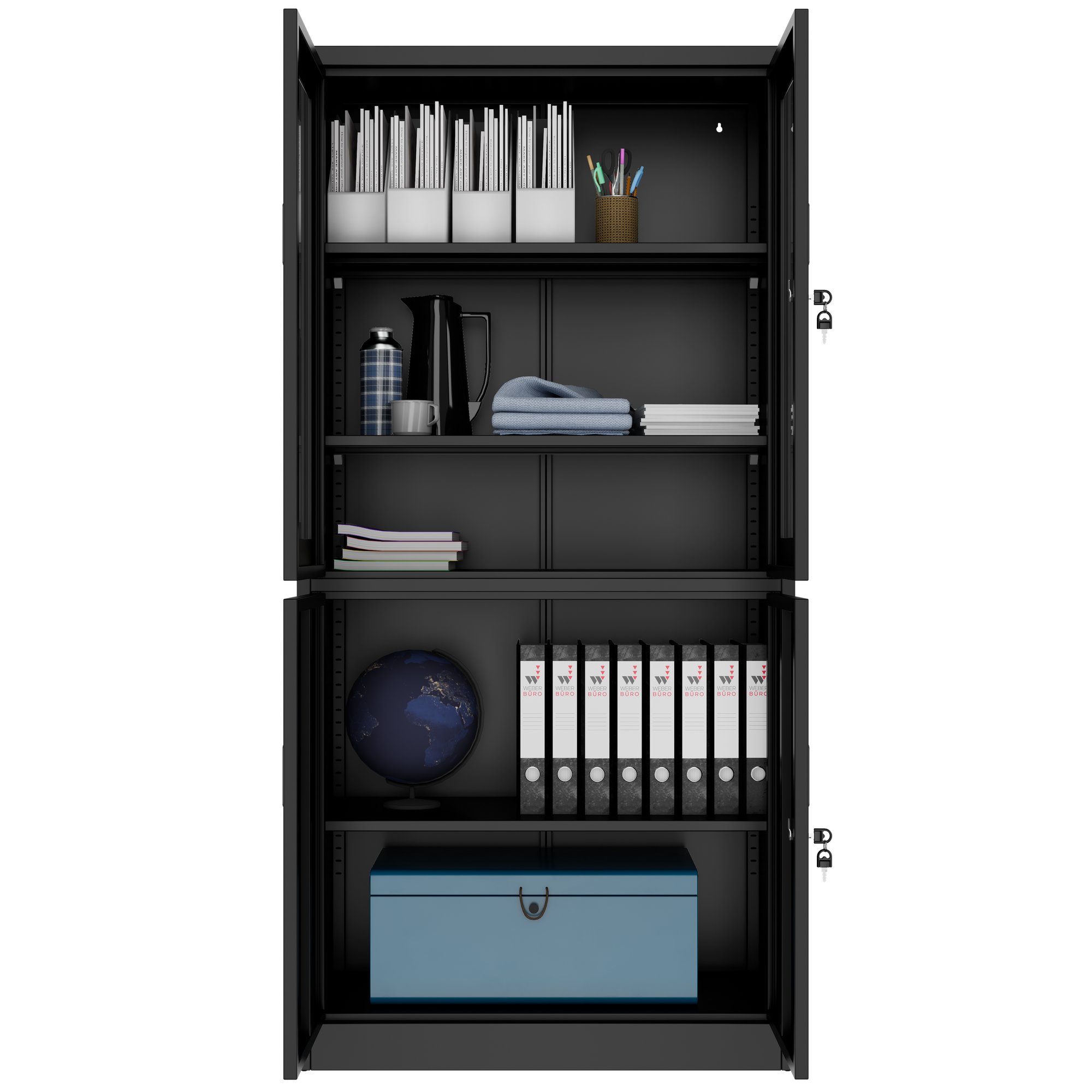 Corex combination cabinet | 5OH, 900 x 1850 mm, steel body, black - 4 Main Image