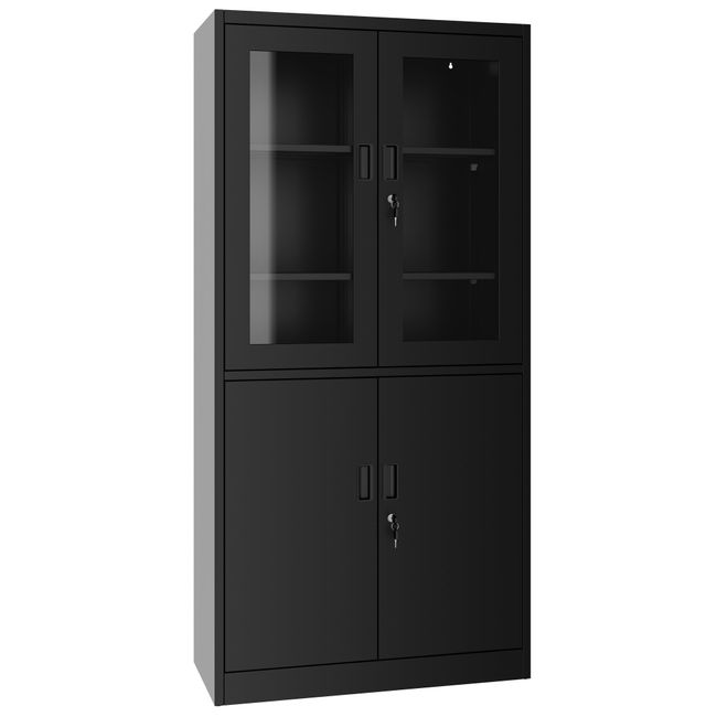 COREX Kombischrank | 5OH, 900 x 1850 mm, Stahlkorpus, Schwarz