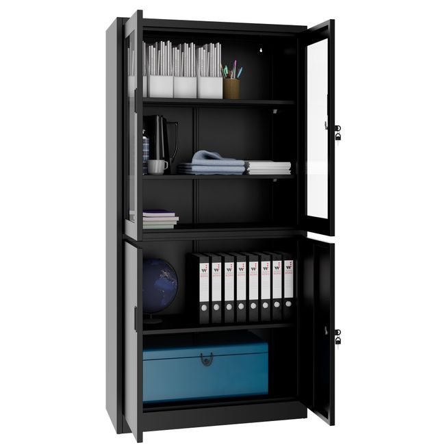 COREX Kombischrank | 5OH, 900 x 1850 mm, Stahlkorpus, Schwarz COREX Kombischrank | 5OH, 900 x 1850 mm, Stahlkorpus, Schwarz