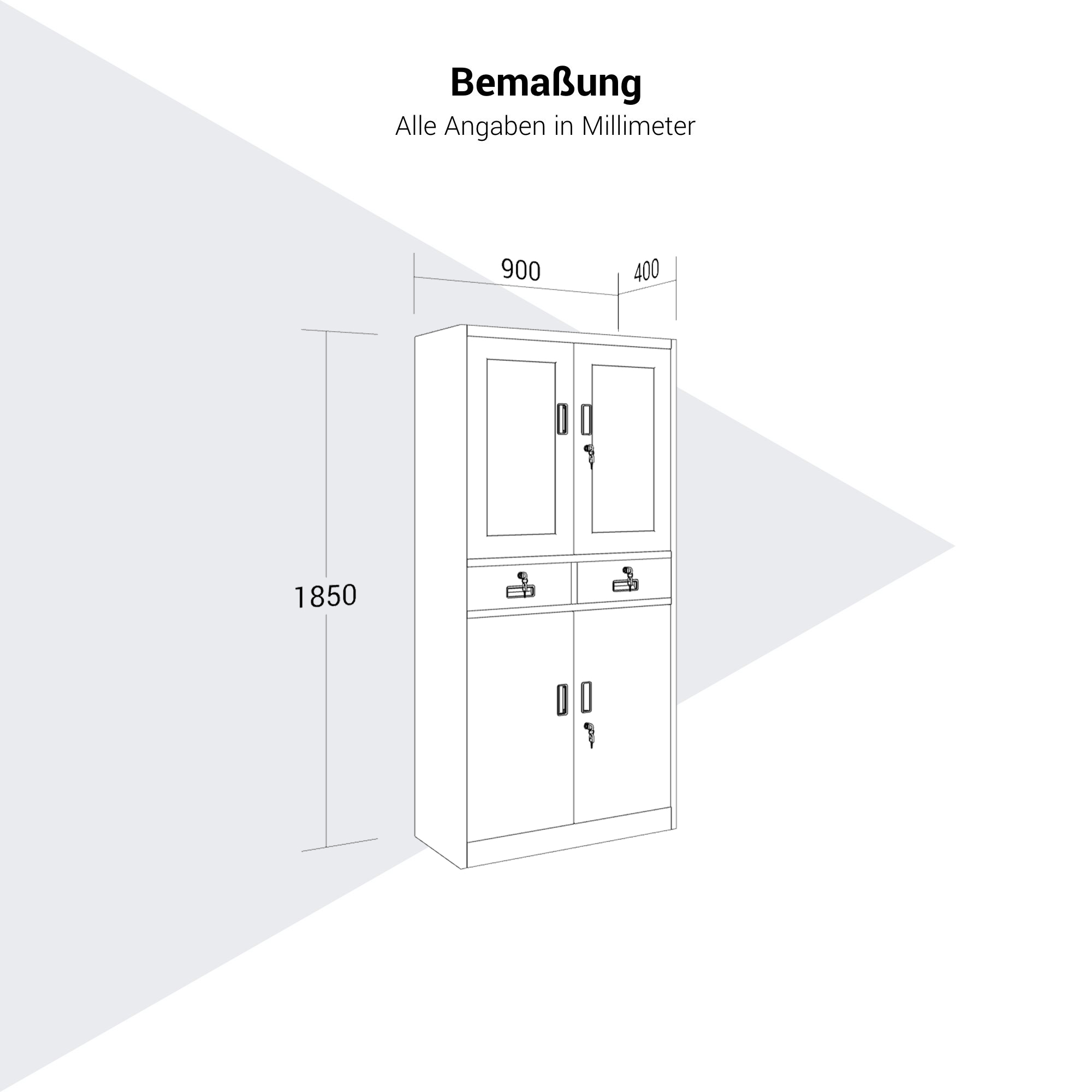 Corex combination cabinet | 900 x 1850 mm, steel body, with drawers, white - 8 Main Image