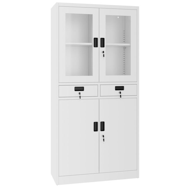 COREX Kombischrank | 900 x 1850 mm, Stahlkorpus, mit Schubladen, Weiß