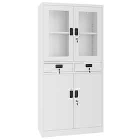 COREX Kombischrank | 900 x 1850 mm, Stahlkorpus, mit Schubladen, Weiß