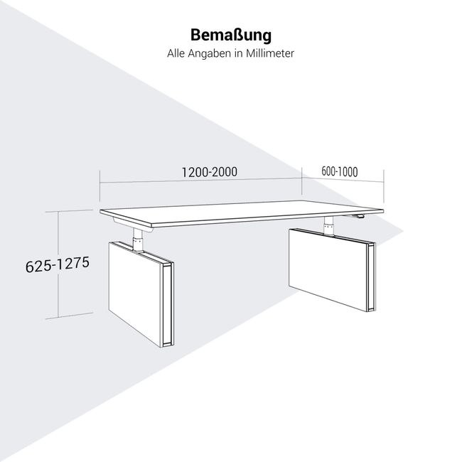 Lano-E 300 P, 2-Motoren-Schreibtisch | 1200-2000 mm, elektrisch höhenverstellbar