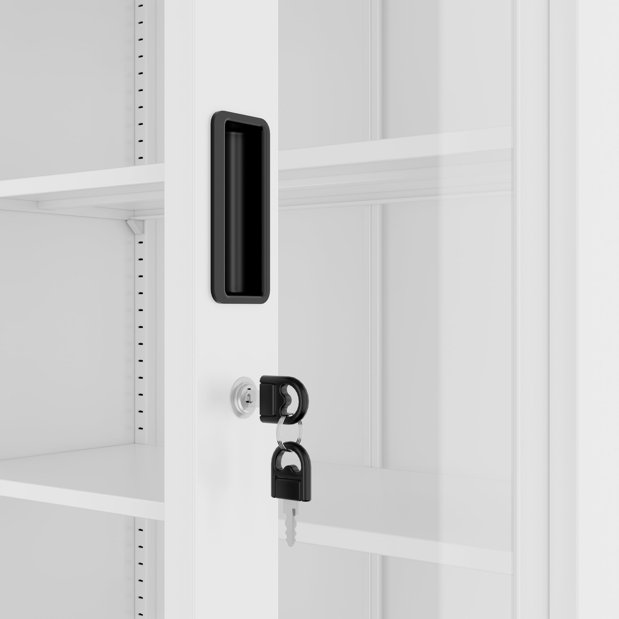 COREX Vitrinenschrank | 5OH, 900 x 1850 mm, Stahlkorpus, Weiß - 5 Main Image