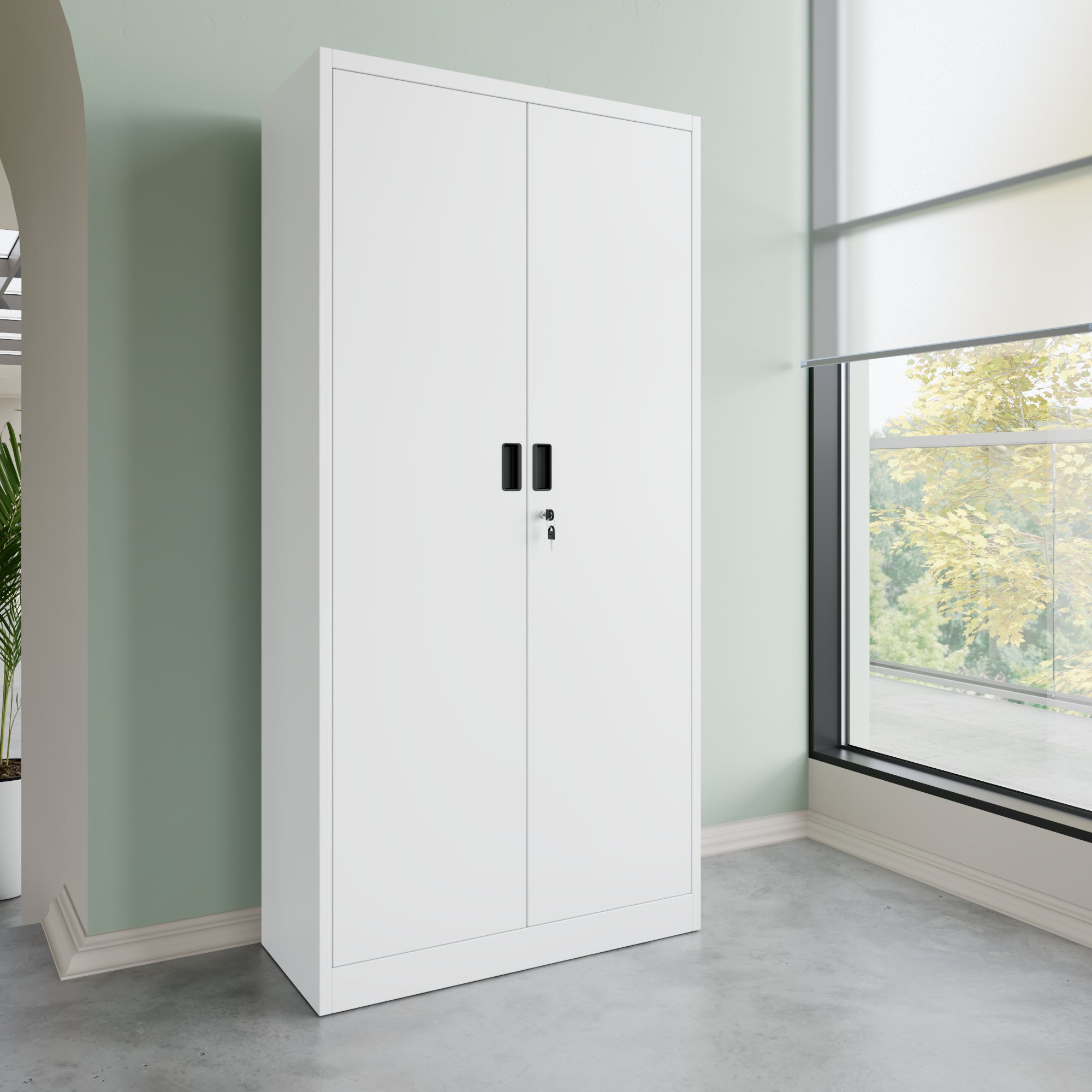 COREX Garderobenschrank | 900 x 1850 mm, Stahlkorpus, Weiß - 2 Main Image