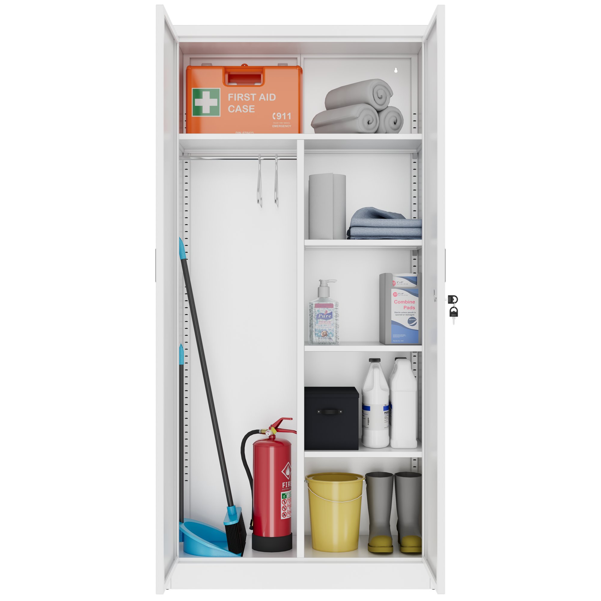 COREX Mehrzweckschrank | 900 x 1850 mm, Stahlkorpus, Weiß - 4 Main Image