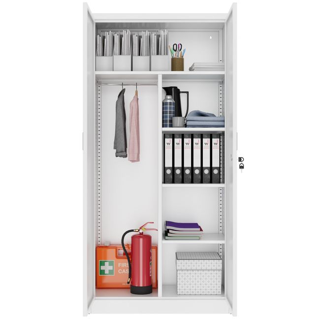 COREX Mehrzweckschrank | 900 x 1850 mm, Stahlkorpus, Weiß