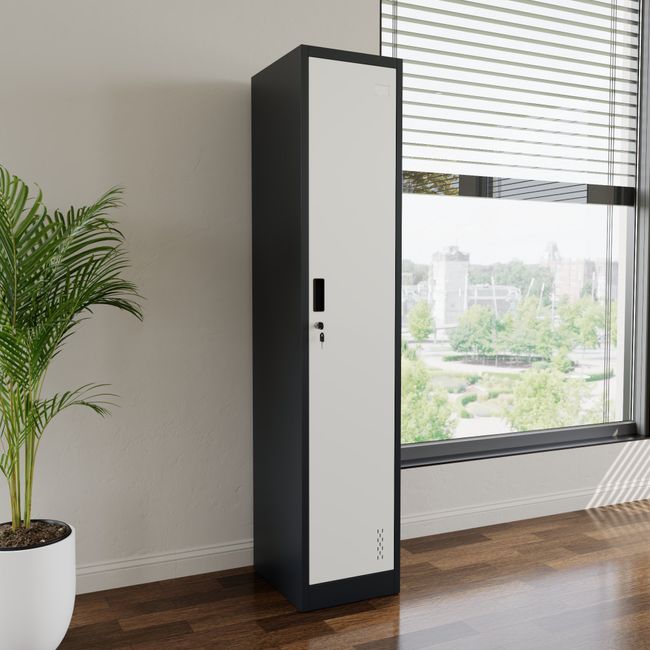 COREX Spind | 380 x 1850 mm (1 Schließfach), Stahlkorpus, Anthrazit / Weiß COREX Spind | 380 x 1850 mm (1 Schließfach), Stahlkorpus, Anthrazit / Weiß