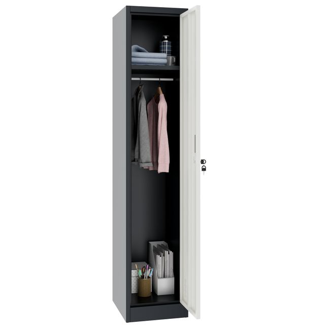 COREX Spind | 380 x 1850 mm (1 Schließfach), Stahlkorpus, Anthrazit / Weiß COREX Spind | 380 x 1850 mm (1 Schließfach), Stahlkorpus, Anthrazit / Weiß