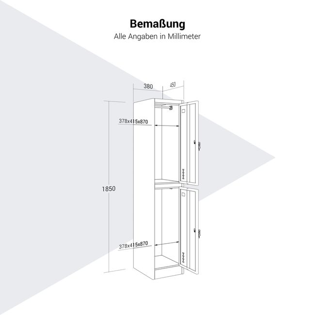 COREX Spind | 380 x 1850 mm (2 Schließfächer), Stahlkorpus, Anthrazit / Weiß COREX Spind | 380 x 1850 mm (2 Schließfächer), Stahlkorpus, Anthrazit / Weiß