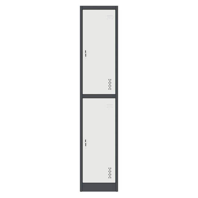 COREX Spind | 380 x 1850 mm (2 Schließfächer), Stahlkorpus, Anthrazit / Weiß COREX Spind | 380 x 1850 mm (2 Schließfächer), Stahlkorpus, Anthrazit / Weiß
