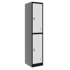 COREX Spind | 380 x 1850 mm (2 Schließfächer), Stahlkorpus, Anthrazit / Weiß