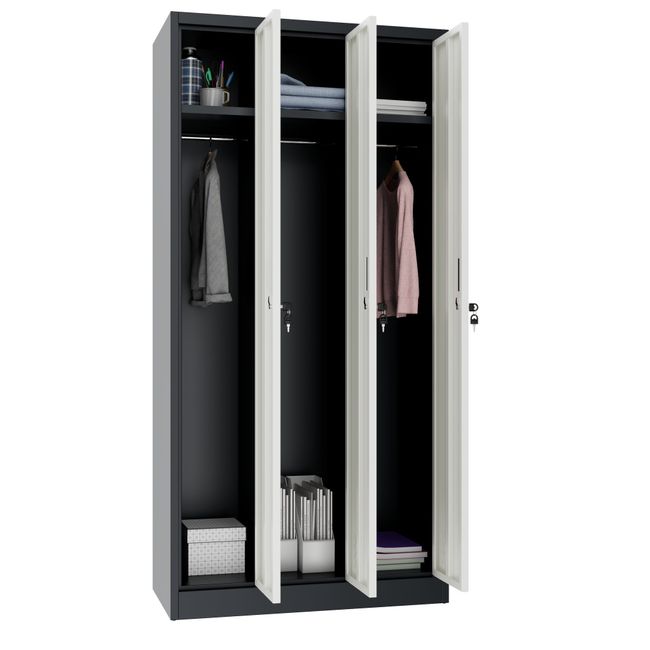 COREX Spind | 900 x 1850 mm (3 Schließfächer), Stahlkorpus, Anthrazit / Weiß