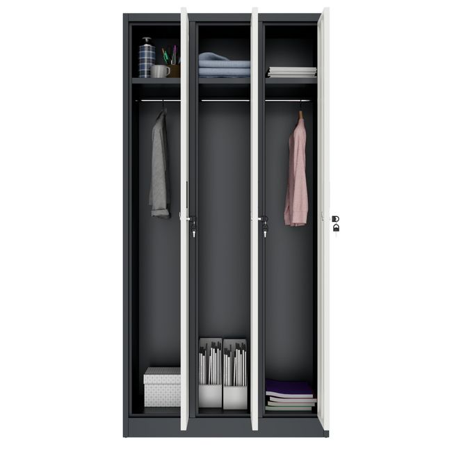COREX Spind | 900 x 1850 mm (3 Schließfächer), Stahlkorpus, Anthrazit / Weiß