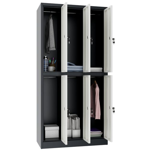 COREX Spind | 900 x 1850 mm (6 Schließfächer), Stahlkorpus, Anthrazit / Weiß