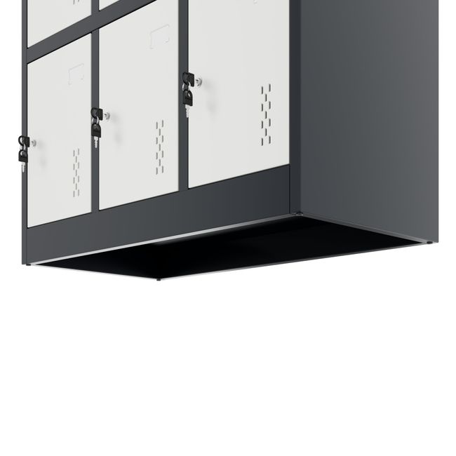 COREX Spind | 900 x 1850 mm (12 Schließfächer), Stahlkorpus, Anthrazit / Weiß