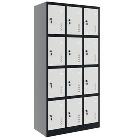 COREX Spind | 900 x 1850 mm (12 Schließfächer), Stahlkorpus, Anthrazit / Weiß