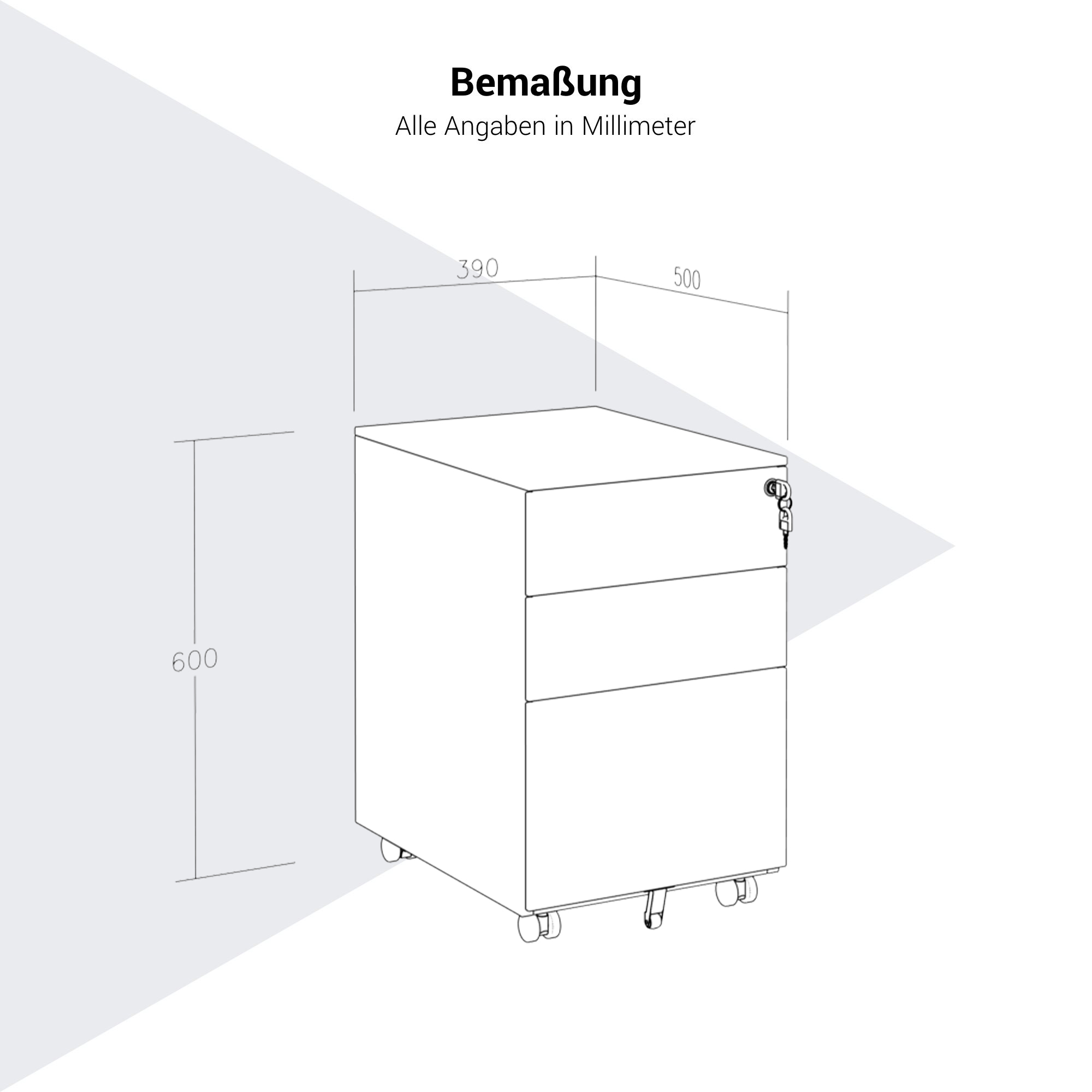 COREX Rollcontainer | 3 Schubladen, 500 mm tief, Weiß - 10 Main Image