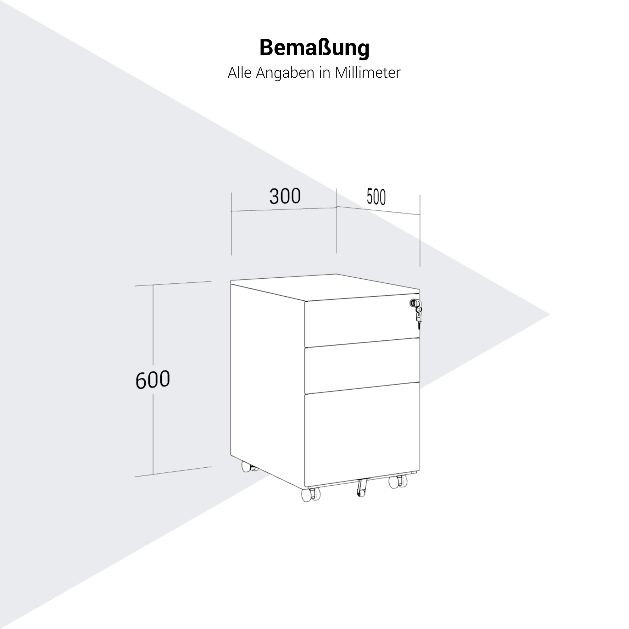 COREX Rollcontainer | 3 Schubladen, 500 mm tief, Schwarz - 10 Main Image