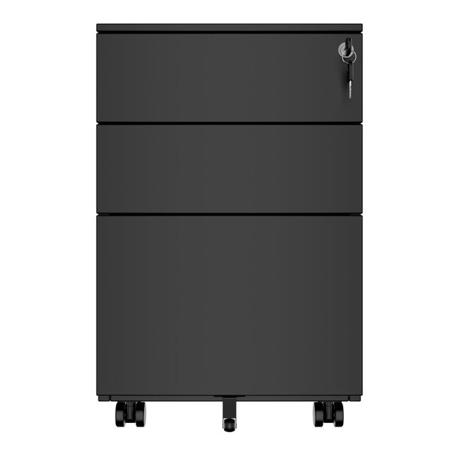 COREX Rollcontainer | 3 Schubladen, 500 mm tief, Schwarz