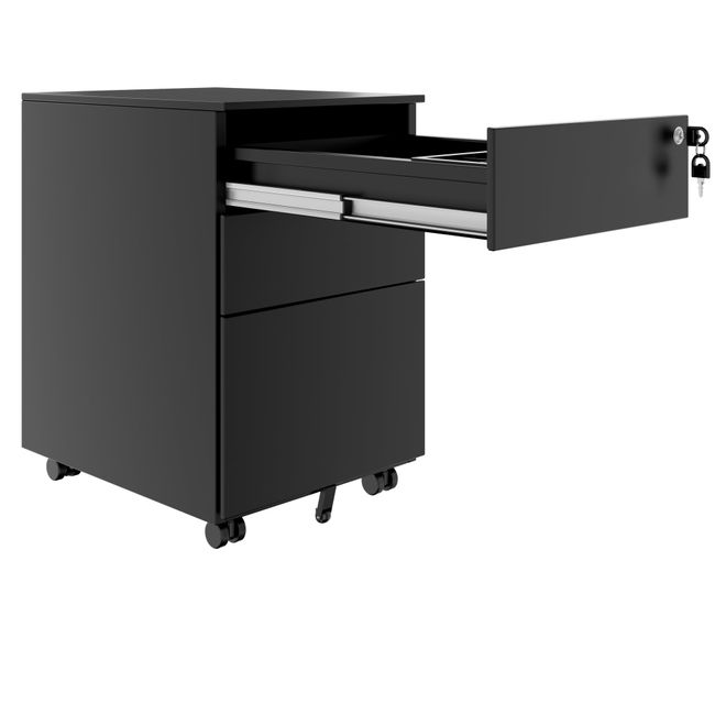 COREX Rollcontainer | 3 Schubladen, 500 mm tief, Schwarz