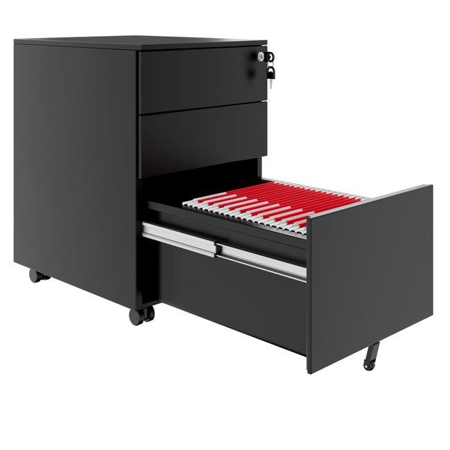 COREX Rollcontainer | 3 Schubladen, 500 mm tief, Schwarz