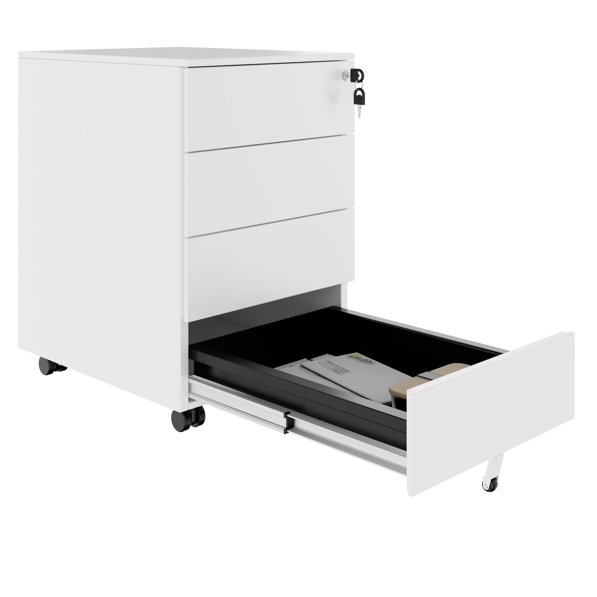 COREX Rollcontainer | 4 Schubladen, 500 mm tief, Weiß - 9 Main Image