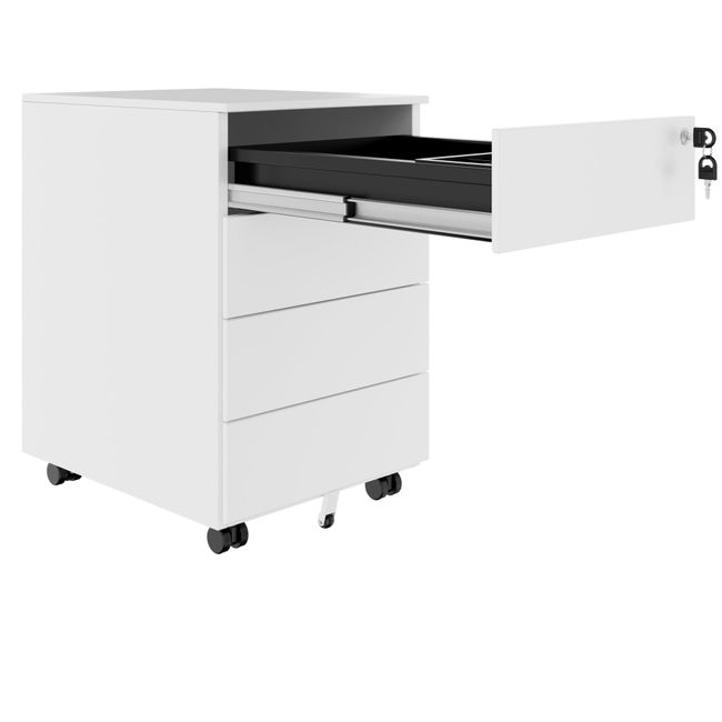 COREX Rollcontainer | 4 Schubladen, 500 mm tief, Weiß