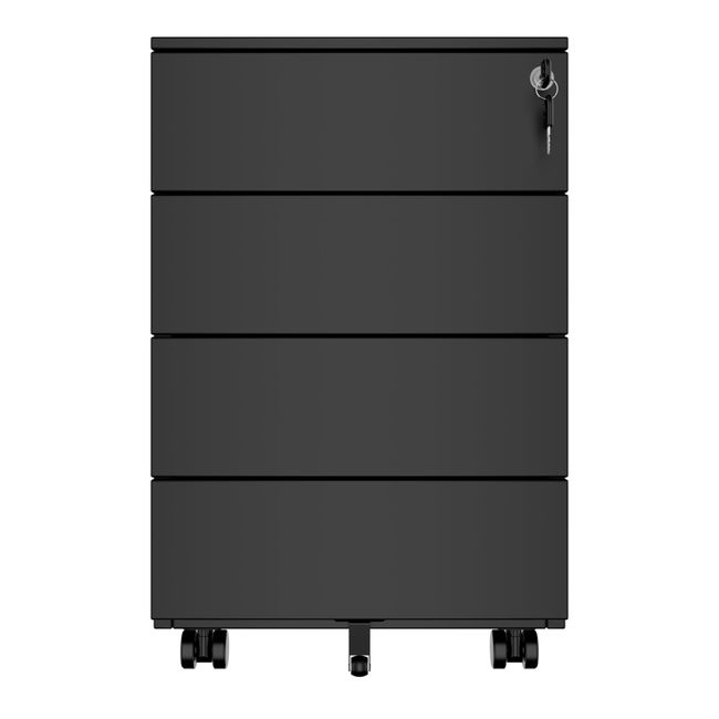 COREX Rollcontainer | 4 Schubladen, 500 mm tief, Schwarz