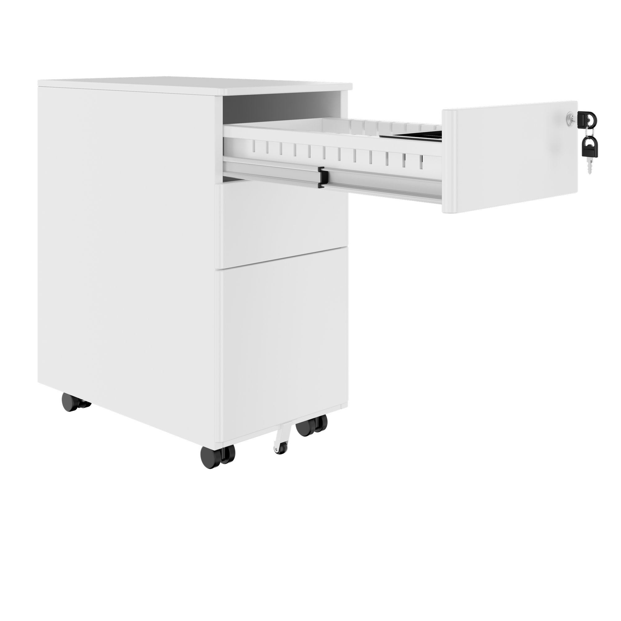 COREX SMALL Rollcontainer | 3 Schubladen, 520 mm tief, Weiß - 7 Main Image
