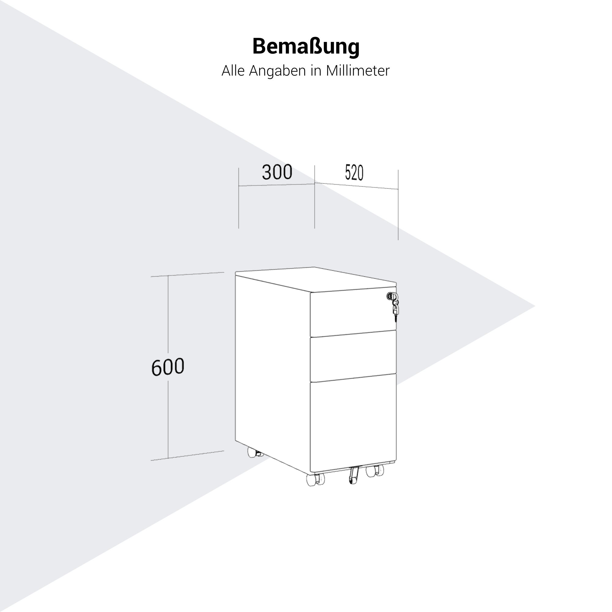 COREX SMALL Rollcontainer | 3 Schubladen, 520 mm tief, Weiß - 10 Main Image