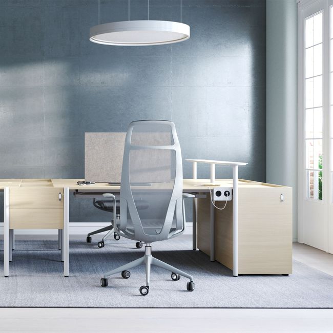 D-CHAIR Bürodrehstuhl | Synchronmechanik, 5-Stern-Fußkreuz, mit Kopfstütze