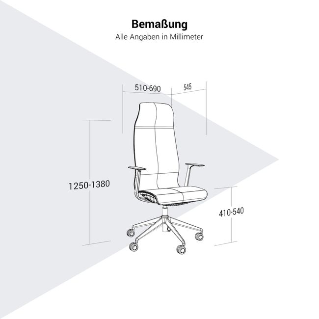 D-CHAIR Bürodrehstuhl | Synchronmechanik, 5-Stern-Fußkreuz, mit Kopfstütze