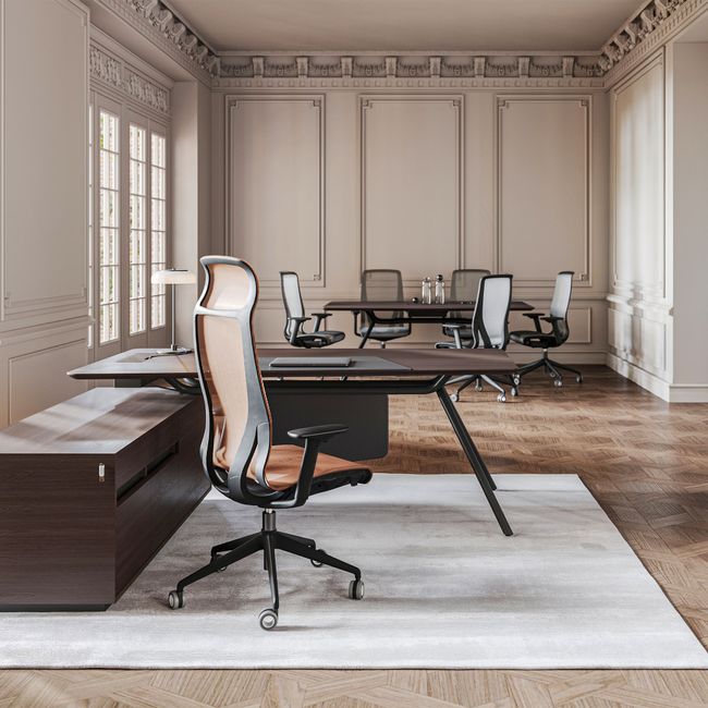 D-CHAIR Bürodrehstuhl | Synchronmechanik, 5-Stern-Fußkreuz, mit Kopfstütze