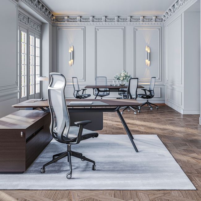 D-CHAIR Bürodrehstuhl | Synchronmechanik, 5-Stern-Fußkreuz, mit Kopfstütze