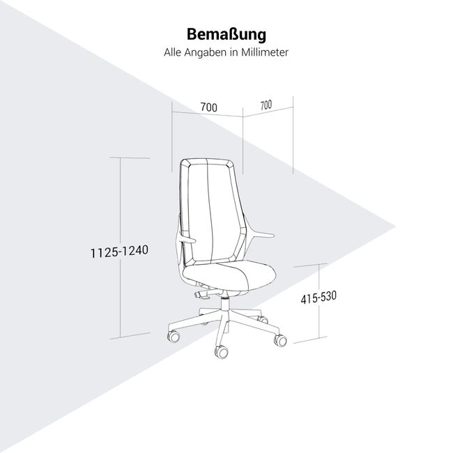 OFY Bürodrehstuhl | Synchronmechanik, 3D-Armlehnen, hohe Rückenlehne