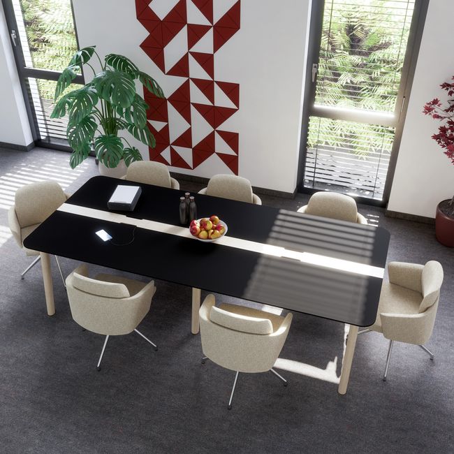 NOVA WOOD Konferenztisch | 1200 - 2800 mm (4-10 Personen), Elektrifiziert, HPL NOVA WOOD Konferenztisch | 1200 - 2800 mm (4-10 Personen), Elektrifiziert, HPL