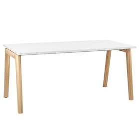 NOVA WOOD Besprechungstisch | 1400 - 1800 mm, Massivholz-Gestell, Melamin