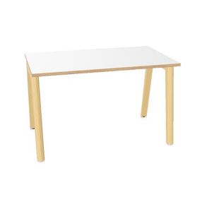 NOVA WOOD Besprechungstisch | 1400 - 1800 mm, Massivholz-Gestell, Melamin