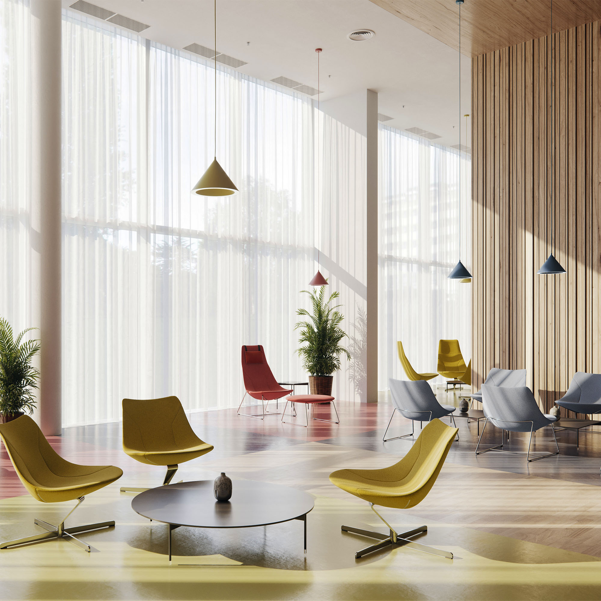 profim – CHIC LOUNGE Sessel | Kufengestell oder 4-armiges-Fußkreuz, niedrige Rückenlehne - 8 Main Image